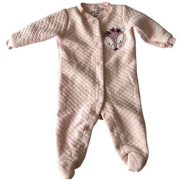 Chick Pea Sleepwear Baby 0-3 Month Pink Quilted Llama Love Soft Girl Winter Fall - Picture 1 of 4